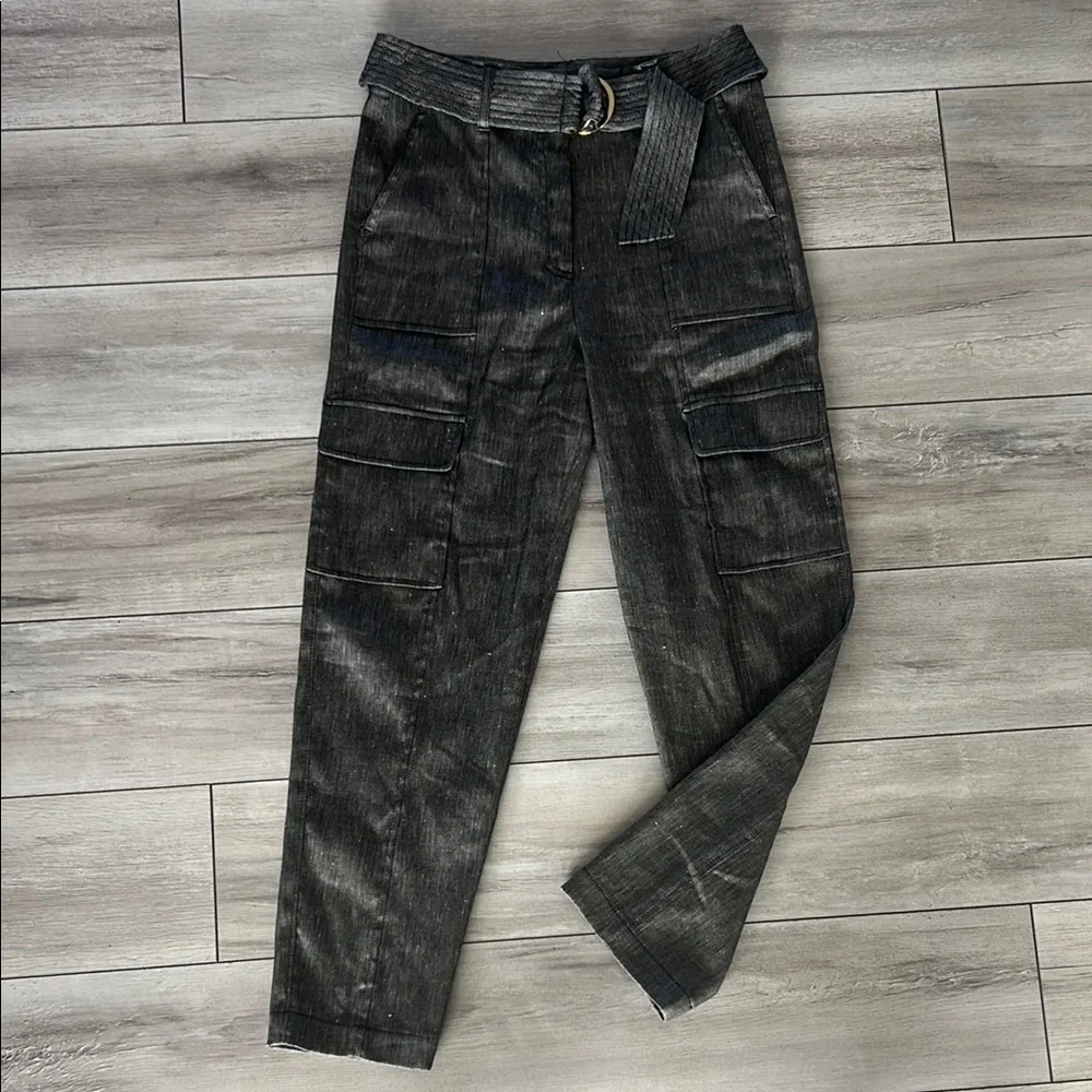 WHBM linen blend tapered ankle pants size 4 gray